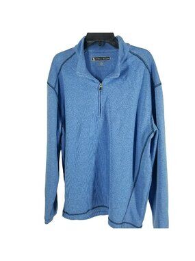 Pebble Beach Mens Medium M Light Blue Half Quarter Zip Pullover Sweatshirt